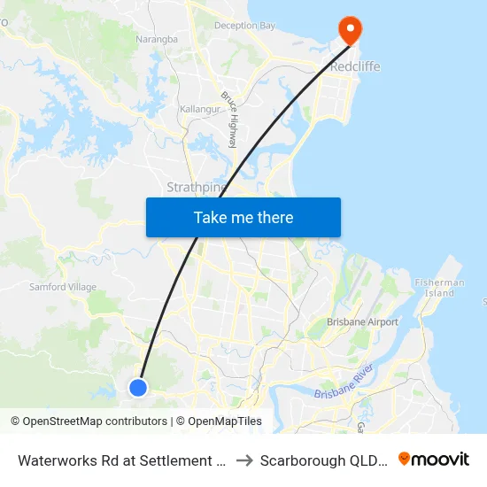 Waterworks Rd at Settlement Road, Stop 36 to Scarborough QLD Australia map