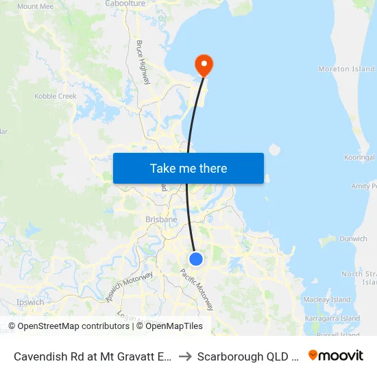 Cavendish Rd at Mt Gravatt East, Stop 60 to Scarborough QLD Australia map