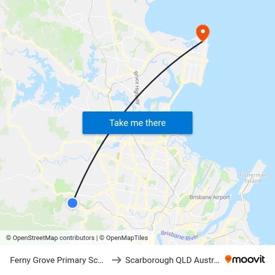 Ferny Grove Primary School to Scarborough QLD Australia map