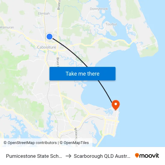 Pumicestone State School to Scarborough QLD Australia map