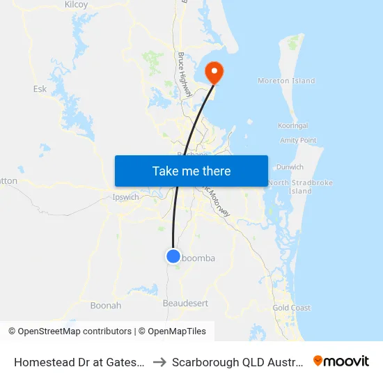 Homestead Dr at Gates Rd to Scarborough QLD Australia map