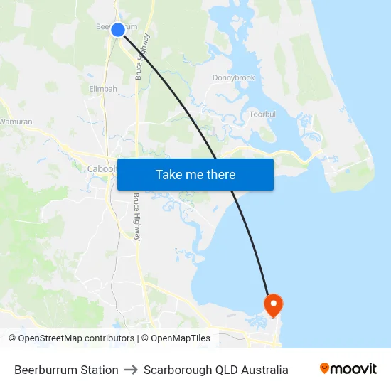 Beerburrum Station to Scarborough QLD Australia map