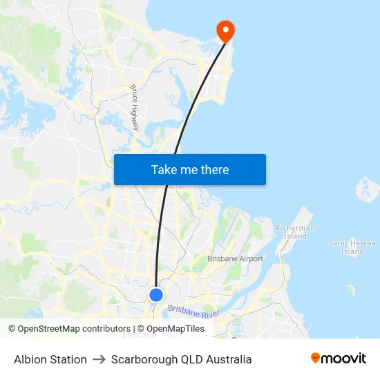 Albion Station to Scarborough QLD Australia map
