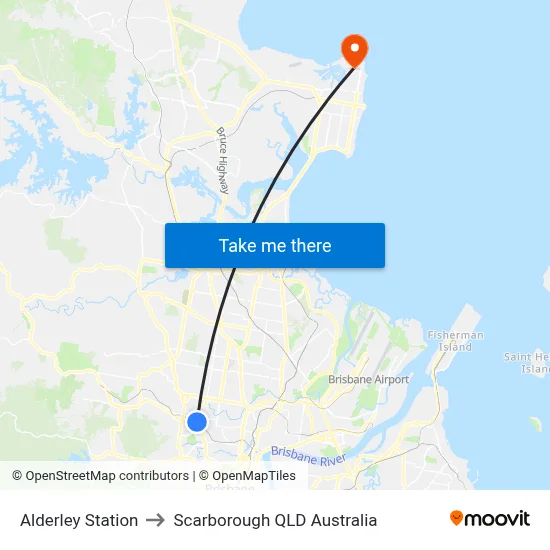 Alderley Station to Scarborough QLD Australia map