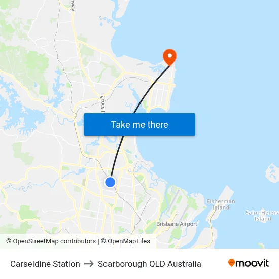 Carseldine Station to Scarborough QLD Australia map