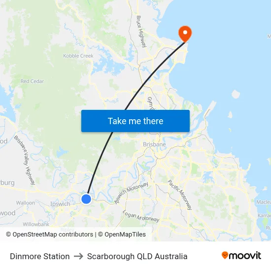 Dinmore Station to Scarborough QLD Australia map