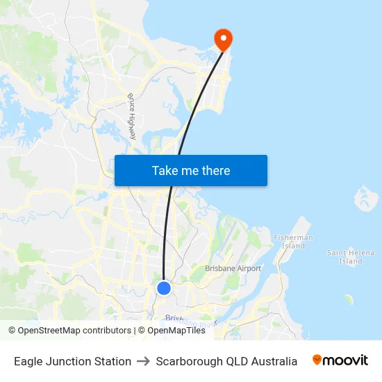 Eagle Junction Station to Scarborough QLD Australia map