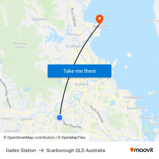 Gailes Station to Scarborough QLD Australia map