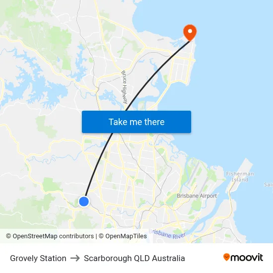 Grovely Station to Scarborough QLD Australia map