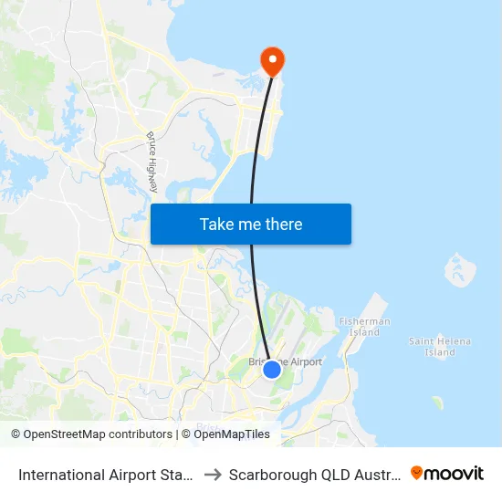 International Airport Station to Scarborough QLD Australia map