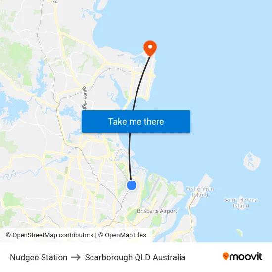 Nudgee Station to Scarborough QLD Australia map