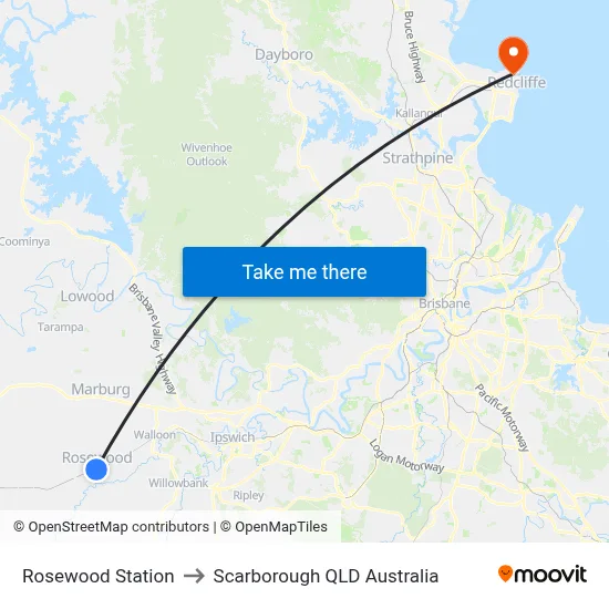 Rosewood Station to Scarborough QLD Australia map