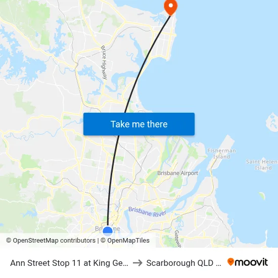 Ann Street Stop 11 at King George Square to Scarborough QLD Australia map