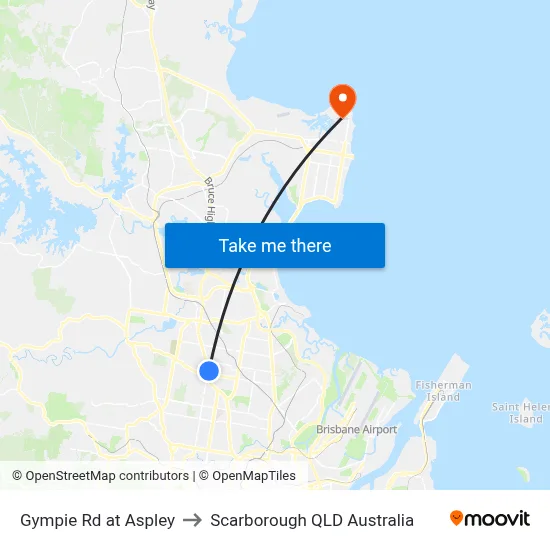 Gympie Rd at Aspley to Scarborough QLD Australia map