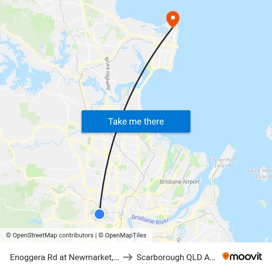 Enoggera Rd at Newmarket, Stop 20 to Scarborough QLD Australia map