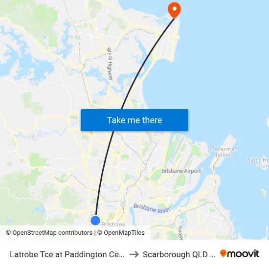 Latrobe Tce at Paddington Central, Stop 10 to Scarborough QLD Australia map