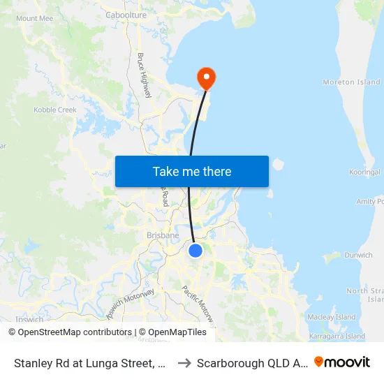 Stanley Rd at Lunga Street, Stop 39/40 to Scarborough QLD Australia map