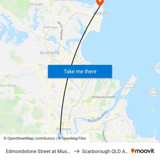 Edmondstone Street at Musgrave Park to Scarborough QLD Australia map