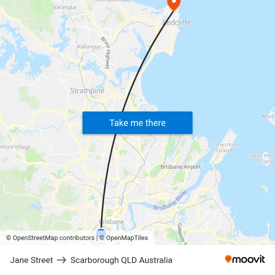 Jane Street to Scarborough QLD Australia map