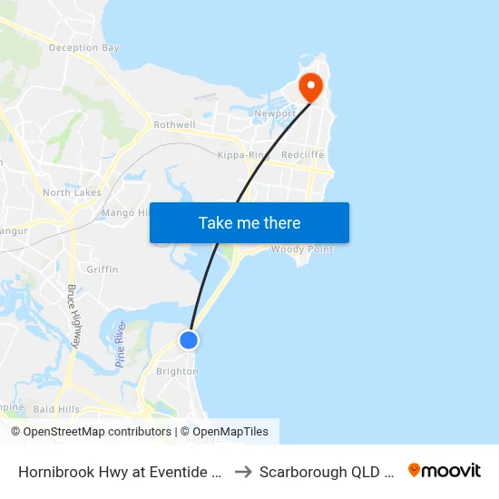 Hornibrook Hwy at Eventide Aged Home to Scarborough QLD Australia map