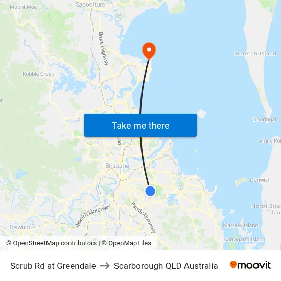 Scrub Rd at Greendale to Scarborough QLD Australia map