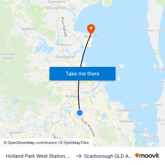 Holland Park West Station, Platform 1 to Scarborough QLD Australia map