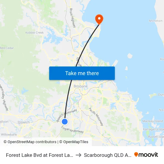 Forest Lake Bvd at Forest Lake, Stop E to Scarborough QLD Australia map