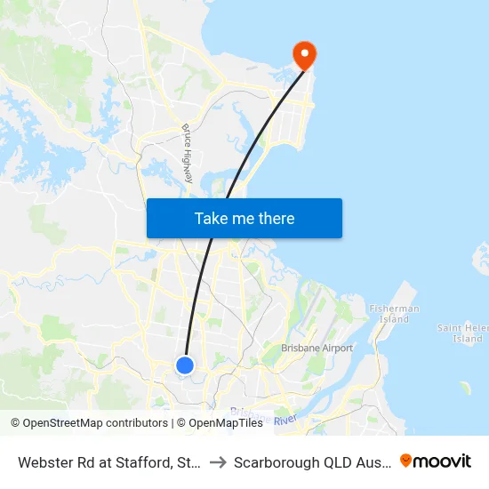 Webster Rd at Stafford, Stop 30 to Scarborough QLD Australia map
