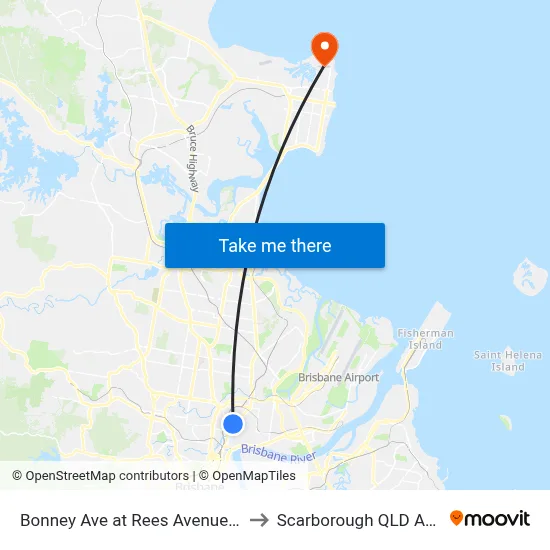Bonney Ave at Rees Avenue, Stop 22 to Scarborough QLD Australia map