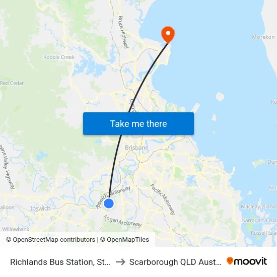 Richlands Bus Station, Stop A to Scarborough QLD Australia map