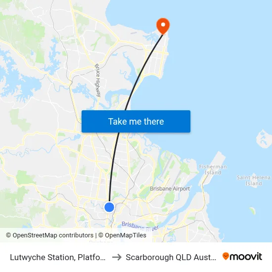 Lutwyche Station, Platform 1 to Scarborough QLD Australia map