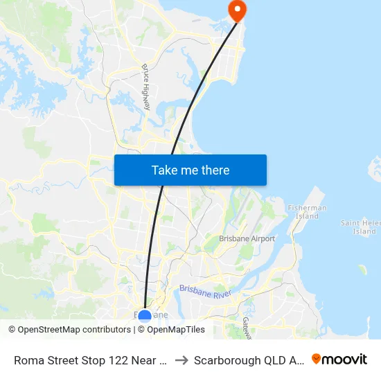 Roma Street Stop 122 Near Garrick St to Scarborough QLD Australia map