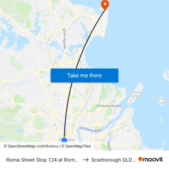 Roma Street Stop 124 at Roma Street Station to Scarborough QLD Australia map