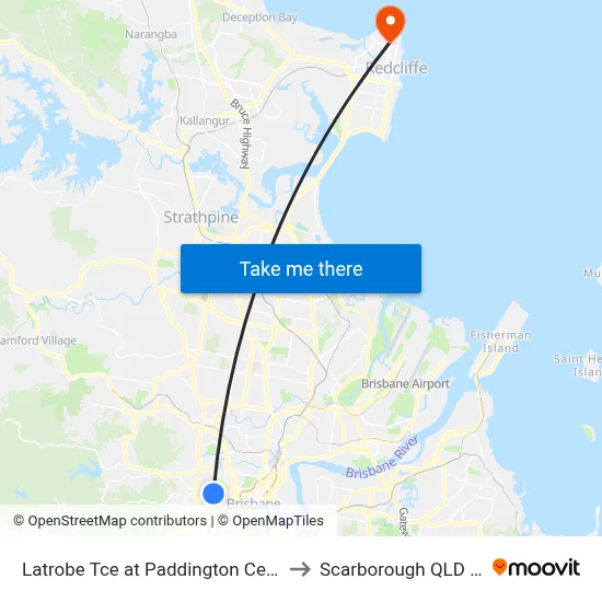 Latrobe Tce at Paddington Central, Stop 10 to Scarborough QLD Australia map