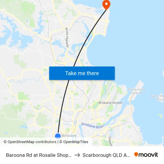 Baroona Rd at Rosalie Shops, Stop 9 to Scarborough QLD Australia map