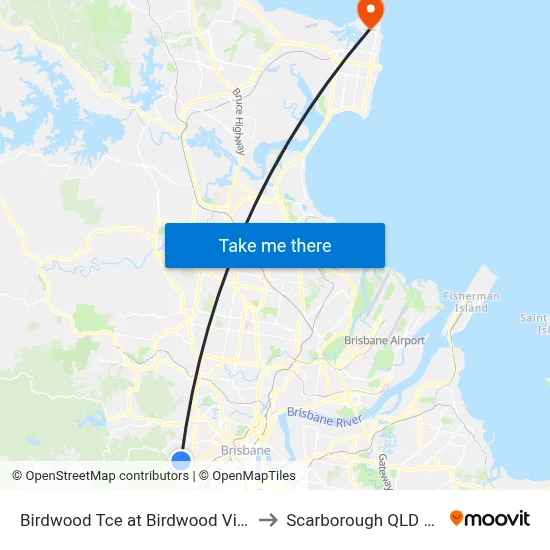 Birdwood Tce at Birdwood View, Stop 30 to Scarborough QLD Australia map