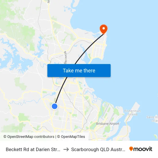 Beckett Rd at Darien Street to Scarborough QLD Australia map