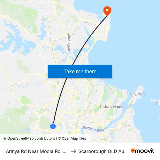 Arinya Rd Near Moola Rd, Stop 38 to Scarborough QLD Australia map