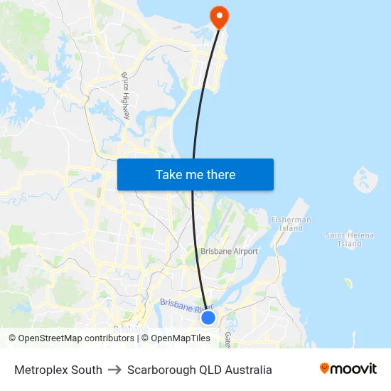 Metroplex South to Scarborough QLD Australia map