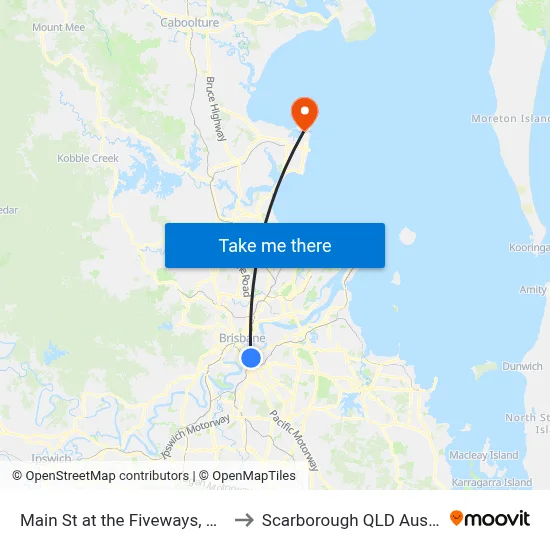 Main St at the Fiveways, Stop 9 to Scarborough QLD Australia map