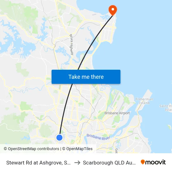 Stewart Rd at Ashgrove, Stop 46 to Scarborough QLD Australia map