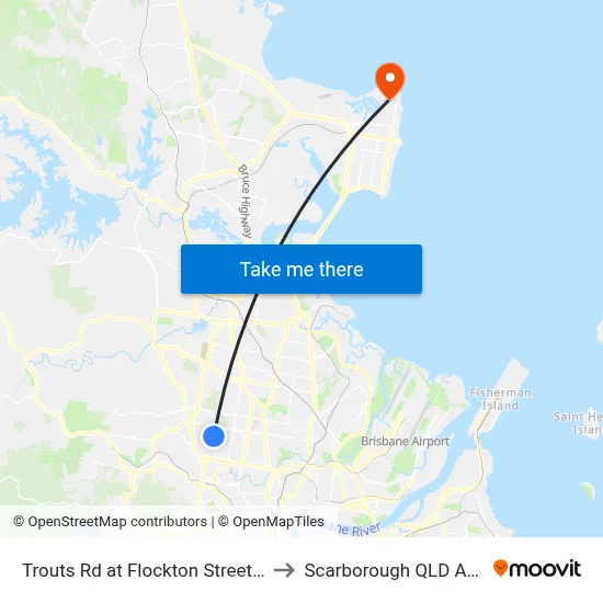 Trouts Rd at Flockton Street, Stop 43 to Scarborough QLD Australia map
