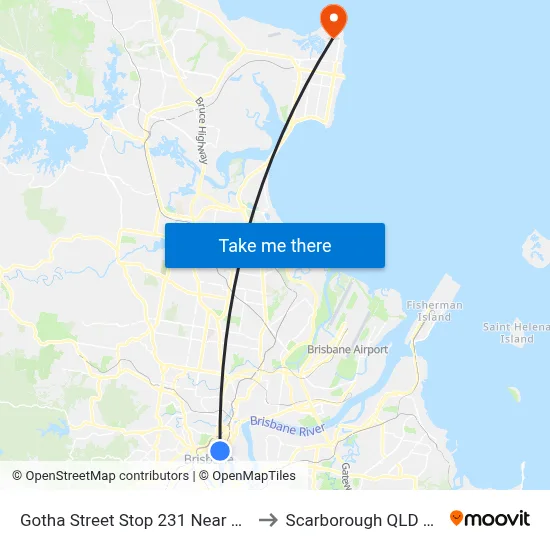 Gotha Street Stop 231 Near Wickham St to Scarborough QLD Australia map