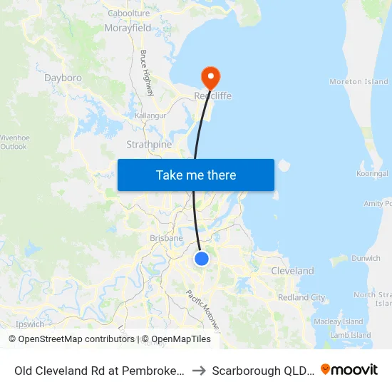 Old Cleveland Rd at Pembroke Street, Stop 36 to Scarborough QLD Australia map