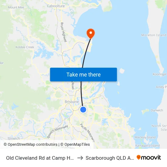 Old Cleveland Rd at Camp Hill, Stop 30 to Scarborough QLD Australia map