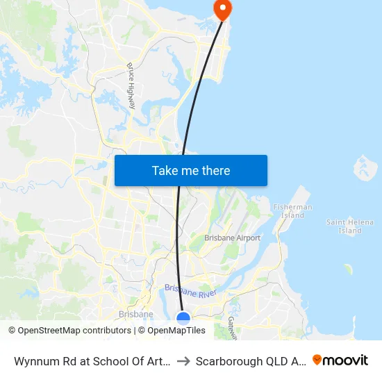 Wynnum Rd at School Of Arts, Stop 27 to Scarborough QLD Australia map