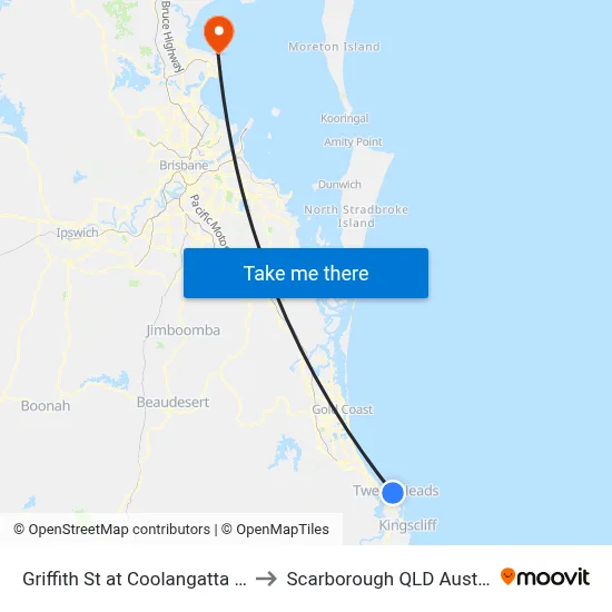 Griffith St at Coolangatta East to Scarborough QLD Australia map