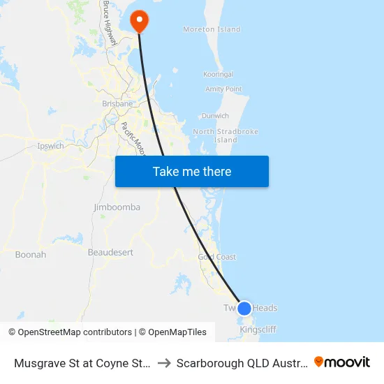 Musgrave St at Coyne Street to Scarborough QLD Australia map