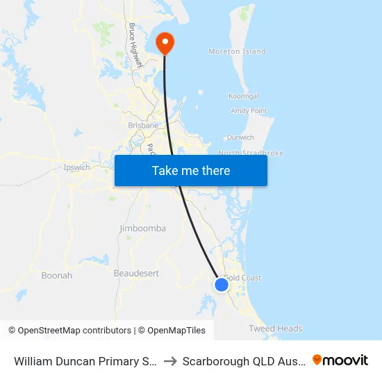 William Duncan Primary School to Scarborough QLD Australia map