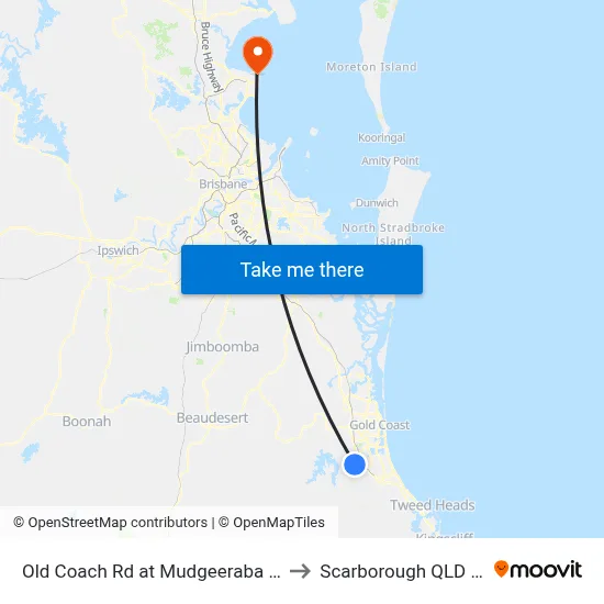 Old Coach Rd at Mudgeeraba State School to Scarborough QLD Australia map